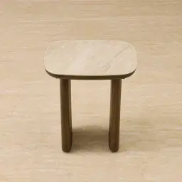 Sierra Dark Wood Side Table - Sintered Stone Top