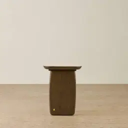 Sierra Dark Wood Side Table - Sintered Stone Top