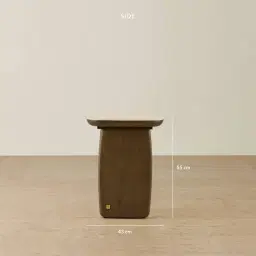 Sierra Dark Wood Side Table - Sintered Stone Top