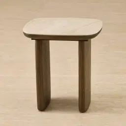 Sierra Dark Wood Side Table - Sintered Stone Top