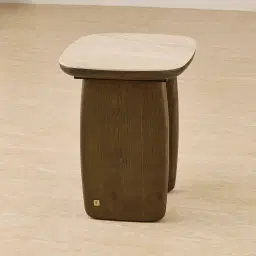 Sierra Dark Wood Side Table - Sintered Stone Top