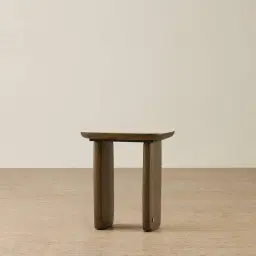 Sierra Dark Wood Side Table - Sintered Stone Top