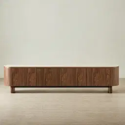 Sierra Walnut Brown Entertainment Unit - Sintered Stone Top