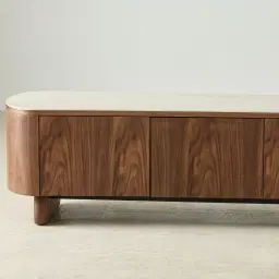 Sierra Walnut Brown Entertainment Unit - Sintered Stone Top