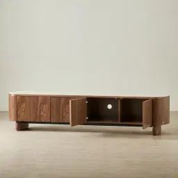 Sierra Walnut Brown Entertainment Unit - Sintered Stone Top