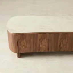 Sierra Walnut Brown Entertainment Unit - Sintered Stone Top