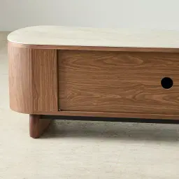 Sierra Walnut Brown Entertainment Unit - Sintered Stone Top