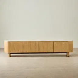 Sierra Light Wood Entertainment Unit - Sintered Stone Top