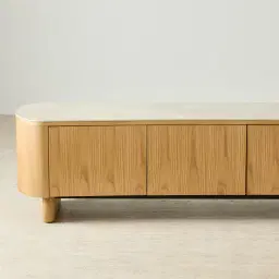 Sierra Light Wood Entertainment Unit - Sintered Stone Top