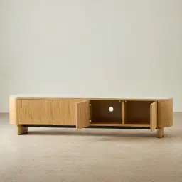 Sierra Light Wood Entertainment Unit - Sintered Stone Top