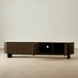 Sierra Dark Wood Entertainment Unit - Sintered Stone Top