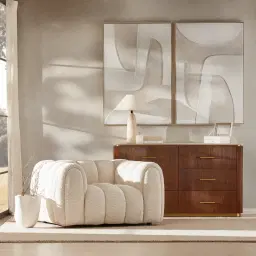 San Pierre Ebony Brown Ash Veneer Dresser with Travertine Finish Sintered Stone Top