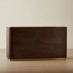 San Pierre Ebony Brown Ash Veneer Dresser with Travertine Finish Sintered Stone Top