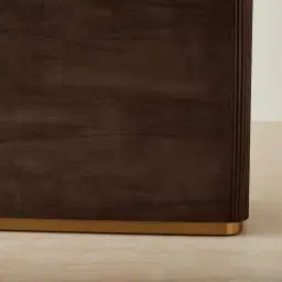 San Pierre Ebony Brown Ash Veneer Dresser with Travertine Finish Sintered Stone Top
