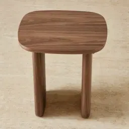 Sierra Walnut Brown Side Table - Wooden Top