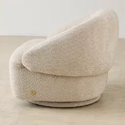 Verage Mid Beige Woven Fabric Swivel Occasional Chair