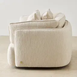 Marcela Atlas Cream Chenille Fabric Swivel Occasional Chair