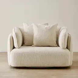 Marcela Atlas Cream Chenille Fabric Swivel Occasional Chair