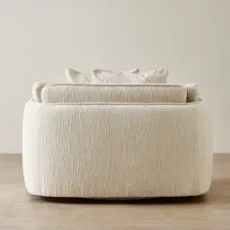 Marcela Atlas Cream Chenille Fabric Swivel Occasional Chair