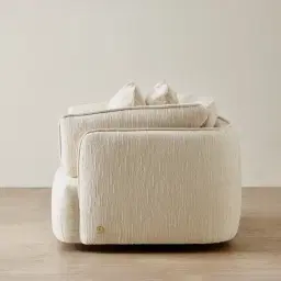 Marcela Atlas Cream Chenille Fabric Swivel Occasional Chair