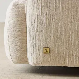 Marcela Atlas Cream Chenille Fabric Swivel Occasional Chair