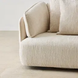 Marcela Atlas Cream Chenille Fabric Swivel Occasional Chair