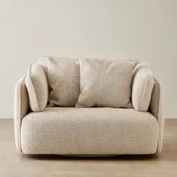 Marcela Mid Beige Woven Fabric Swivel Occasional Chair