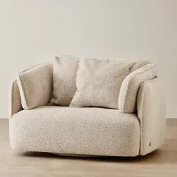 Marcela Mid Beige Woven Fabric Swivel Occasional Chair