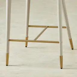 Moulin Glacier Grey Vegan Leather 66cm Counter Stool - Champagne Gold Legs