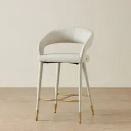 Moulin Glacier Grey Vegan Leather 66cm Counter Stool - Champagne Gold Legs