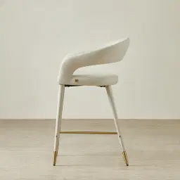 Moulin Glacier Grey Vegan Leather 66cm Counter Stool - Champagne Gold Legs