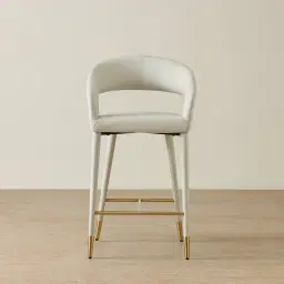 Moulin Glacier Grey Vegan Leather 66cm Counter Stool - Champagne Gold Legs
