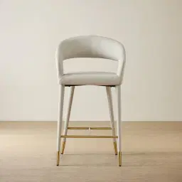 Moulin Glacier Grey Vegan Leather 66cm Counter Stool - Champagne Gold Legs