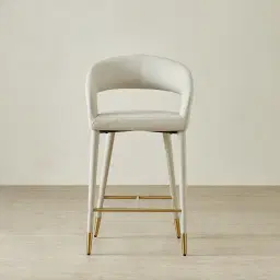 Moulin Glacier Grey Vegan Leather 66cm Counter Stool - Champagne Gold Legs