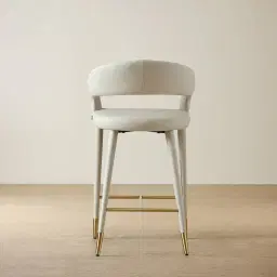 Moulin Glacier Grey Vegan Leather 66cm Counter Stool - Champagne Gold Legs