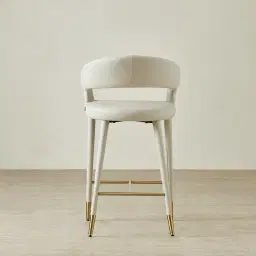 Moulin Glacier Grey Vegan Leather 66cm Counter Stool - Champagne Gold Legs