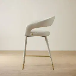 Moulin Glacier Grey Vegan Leather 66cm Counter Stool - Champagne Gold Legs