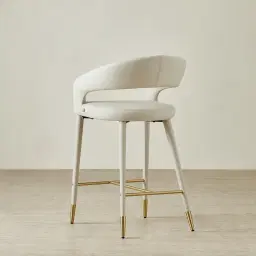 Moulin Glacier Grey Vegan Leather 66cm Counter Stool - Champagne Gold Legs