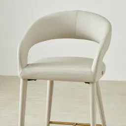 Moulin Glacier Grey Vegan Leather 66cm Counter Stool - Champagne Gold Legs