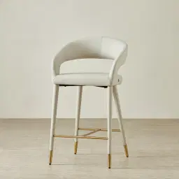Moulin Glacier Grey Vegan Leather 66cm Counter Stool - Champagne Gold Legs