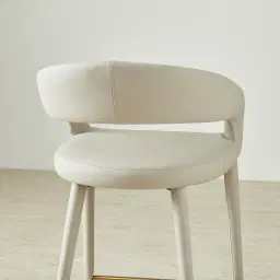 Moulin Glacier Grey Vegan Leather 66cm Counter Stool - Champagne Gold Legs