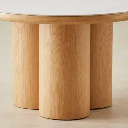 Terzetto Kids White Sintered Stone Play Table - Light Oak Veneer Legs