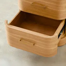 Terzetto Kids Light Oak Veneer Bedside Table with White Sintered Stone Top