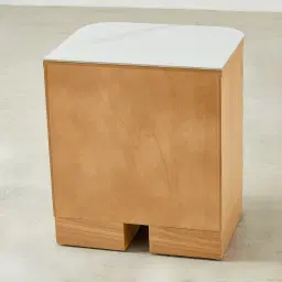 Terzetto Kids Light Oak Veneer Bedside Table with White Sintered Stone Top