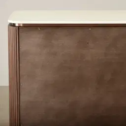 San Pierre Ebony Brown Ash Veneer Sideboard with Cream Travertine Finish Sintered Stone Top