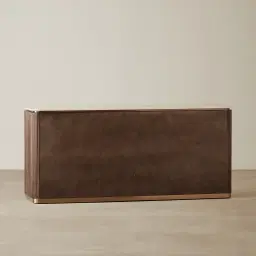 San Pierre Ebony Brown Ash Veneer Sideboard with Cream Travertine Finish Sintered Stone Top