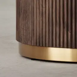 San Pierre Ebony Brown Ash Veneer Two-Leg Rectangular Dining Table with Cream Travertine Finish Sintered Stone Top - 270x120cm