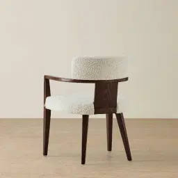 Lila Stone Cream Fabric Dining Chair - Ebony Brown Wooden Legs