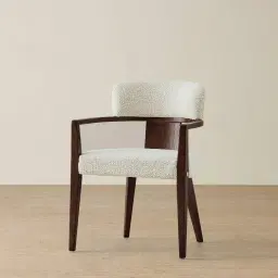Lila Stone Cream Fabric Dining Chair - Ebony Brown Wooden Legs