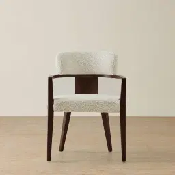 Lila Stone Cream Fabric Dining Chair - Ebony Brown Wooden Legs